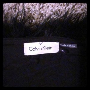 Black fluffy Calvin Klein jacket